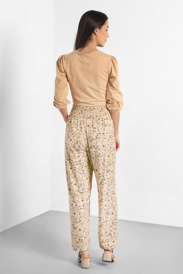 Womens Printed Wide Leg Cropped Trousers