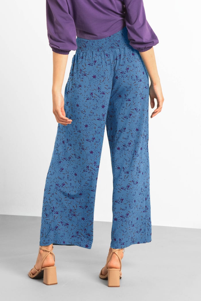 Womens Printed Wide Leg Cropped Trousers