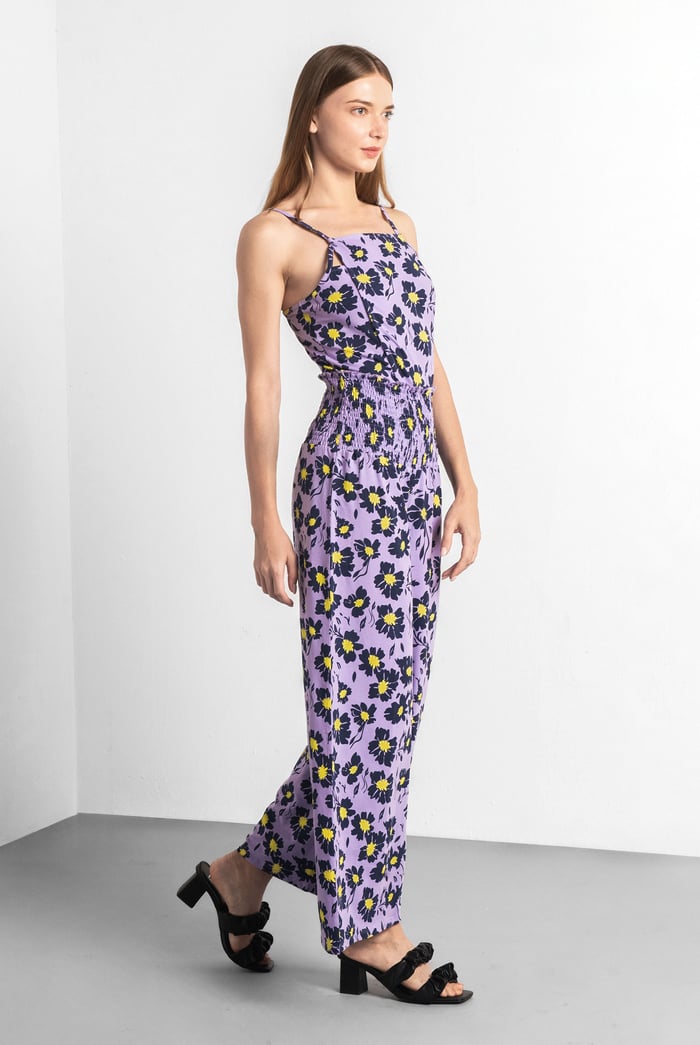 Smocked Waist Floral Printed Jumpsuit
