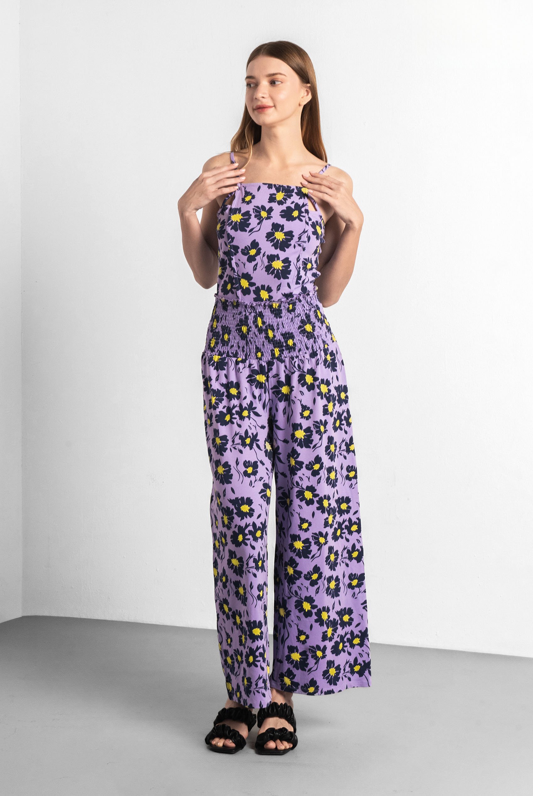 Smocked Waist Floral Printed Jumpsuit