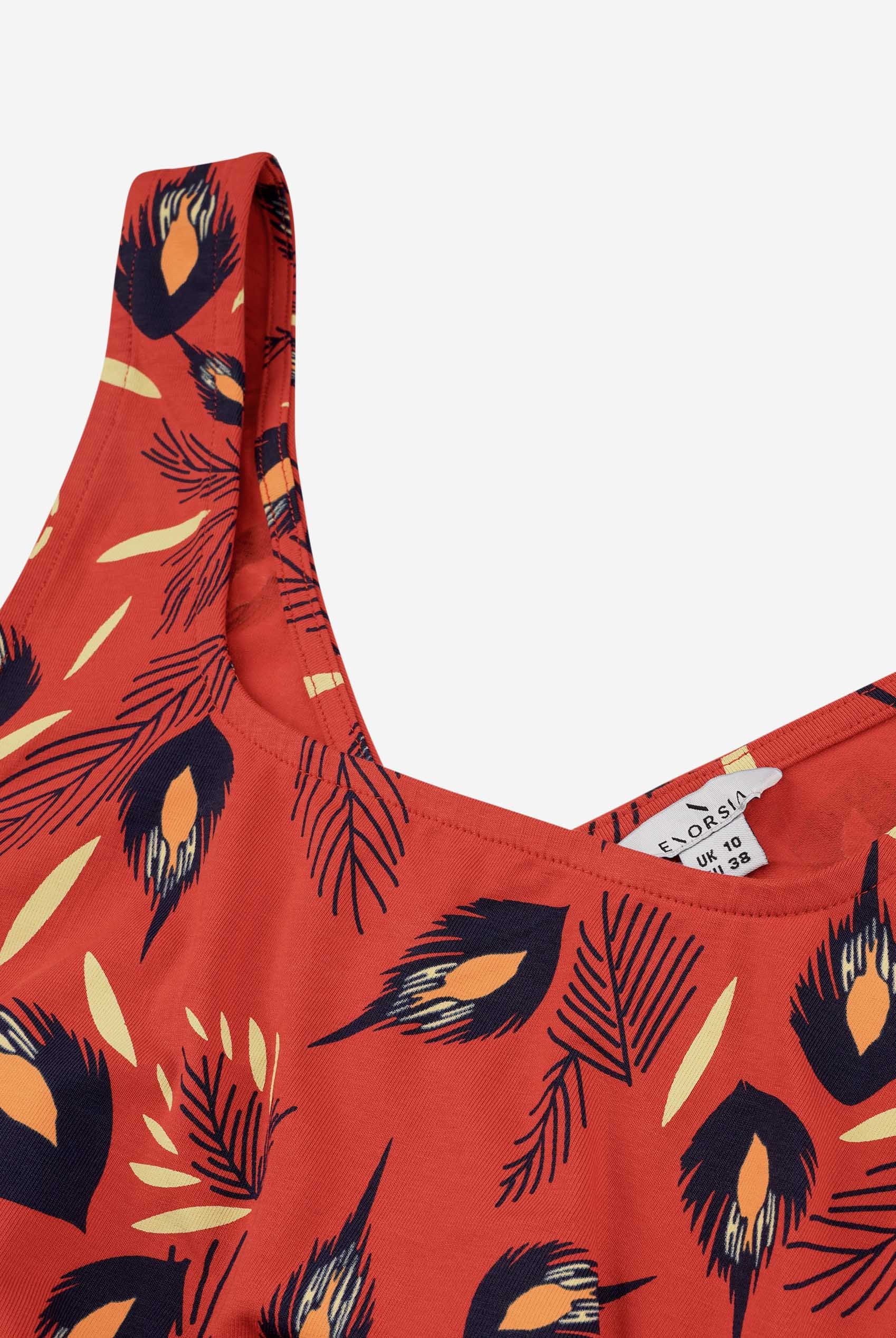 Square-Neck Ruffle Wrap Botanical Print Dress