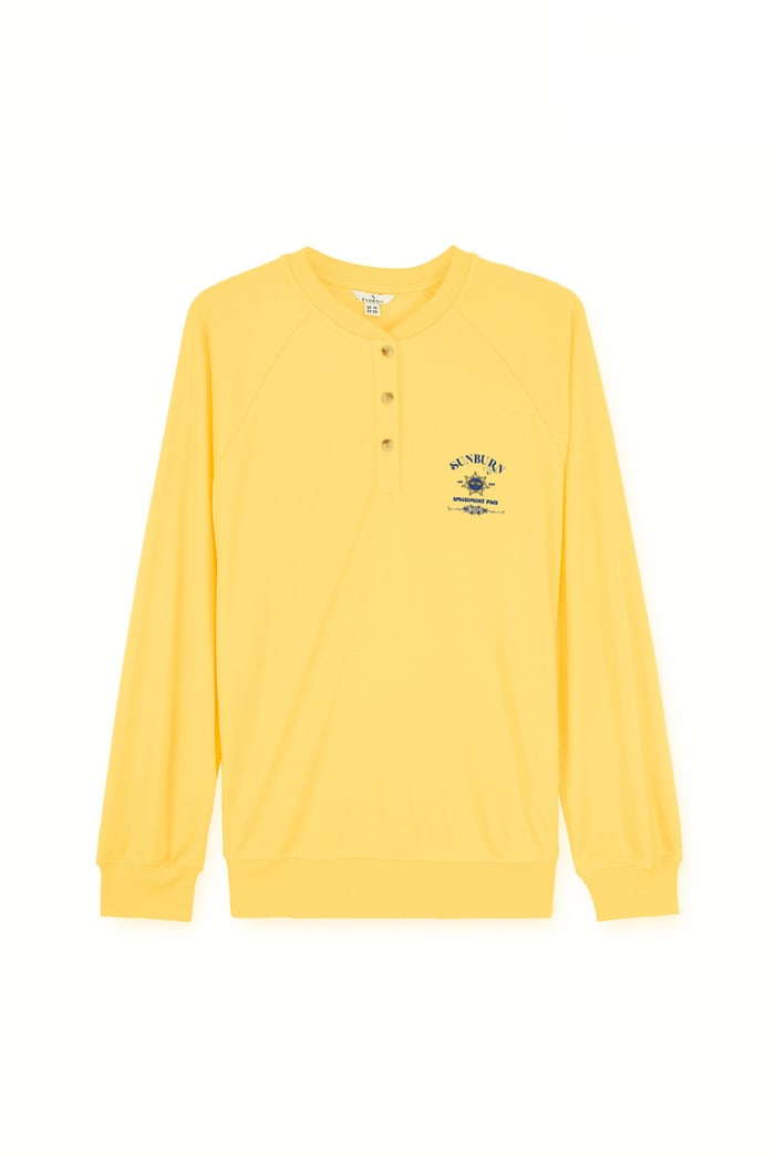 Henley Button Up Long Sleeve Sweatshirt