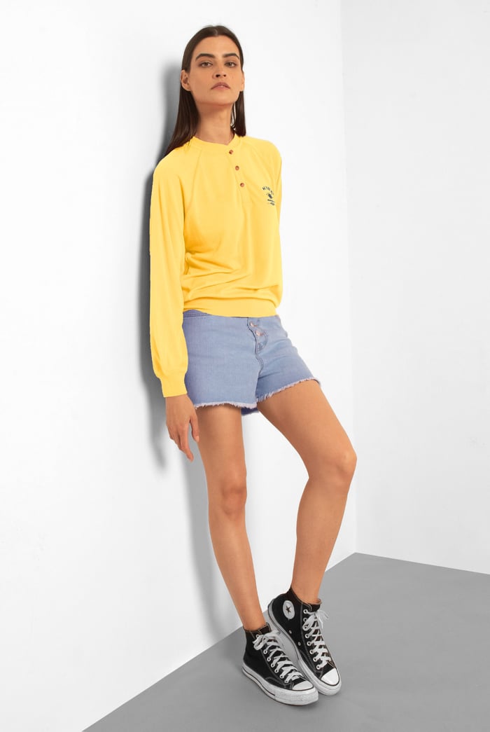 Henley Button Up Long Sleeve Sweatshirt