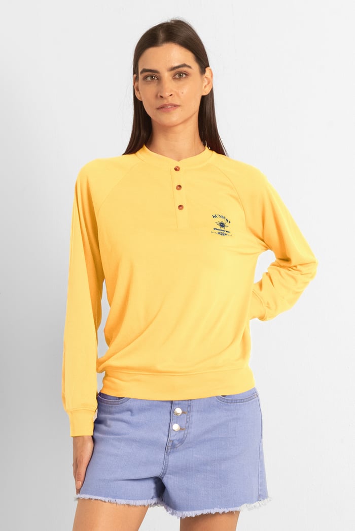 Henley Button Up Long Sleeve Sweatshirt