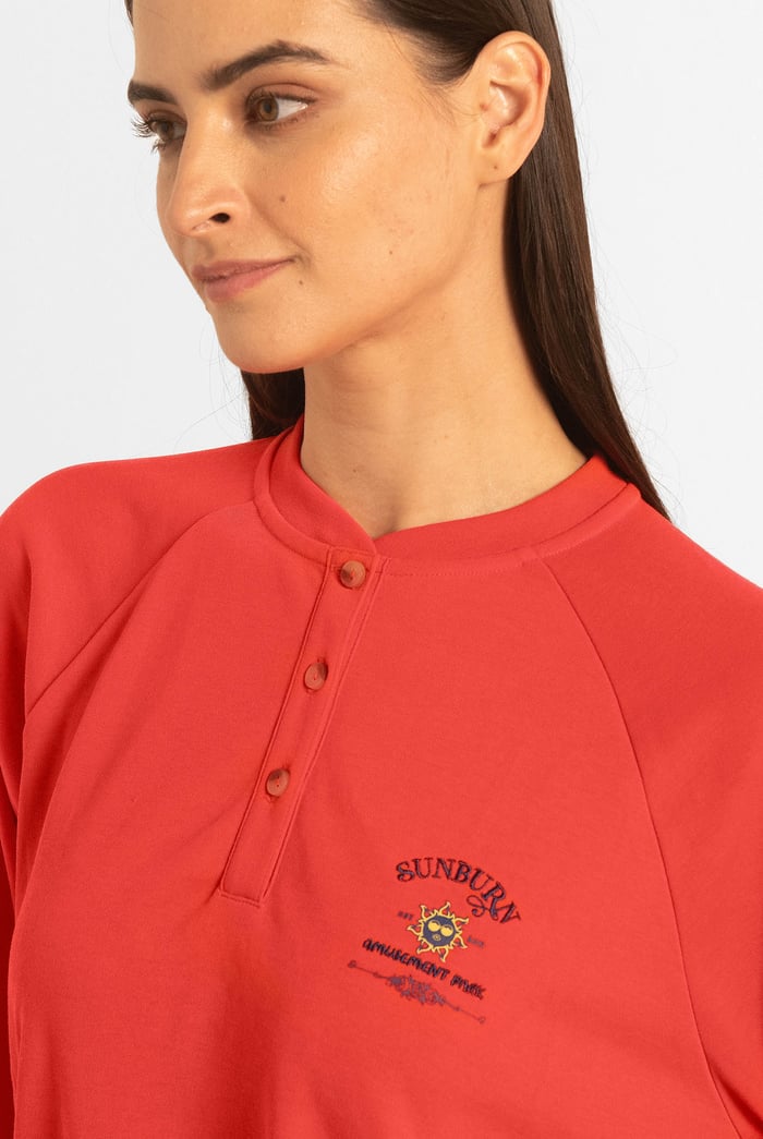 Henley Button Up Long Sleeve Sweatshirt