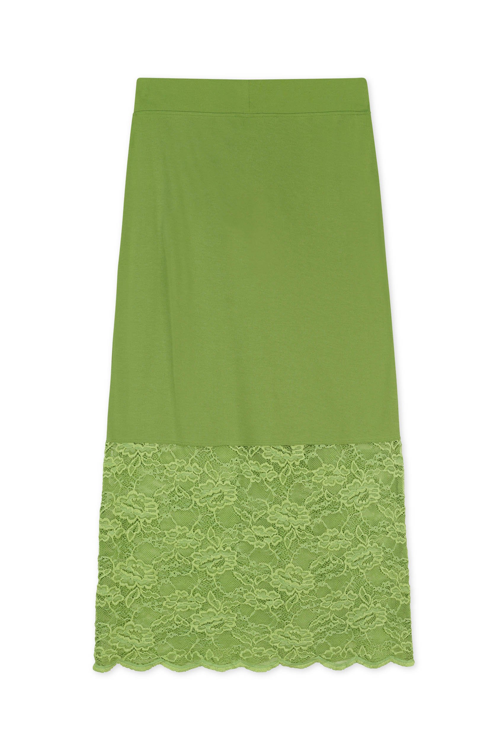 Lace Tiered Button Detail Midi Skirt