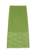Lace Tiered Button Detail Midi Skirt
