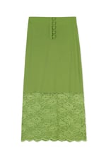 Lace Tiered Button Detail Midi Skirt