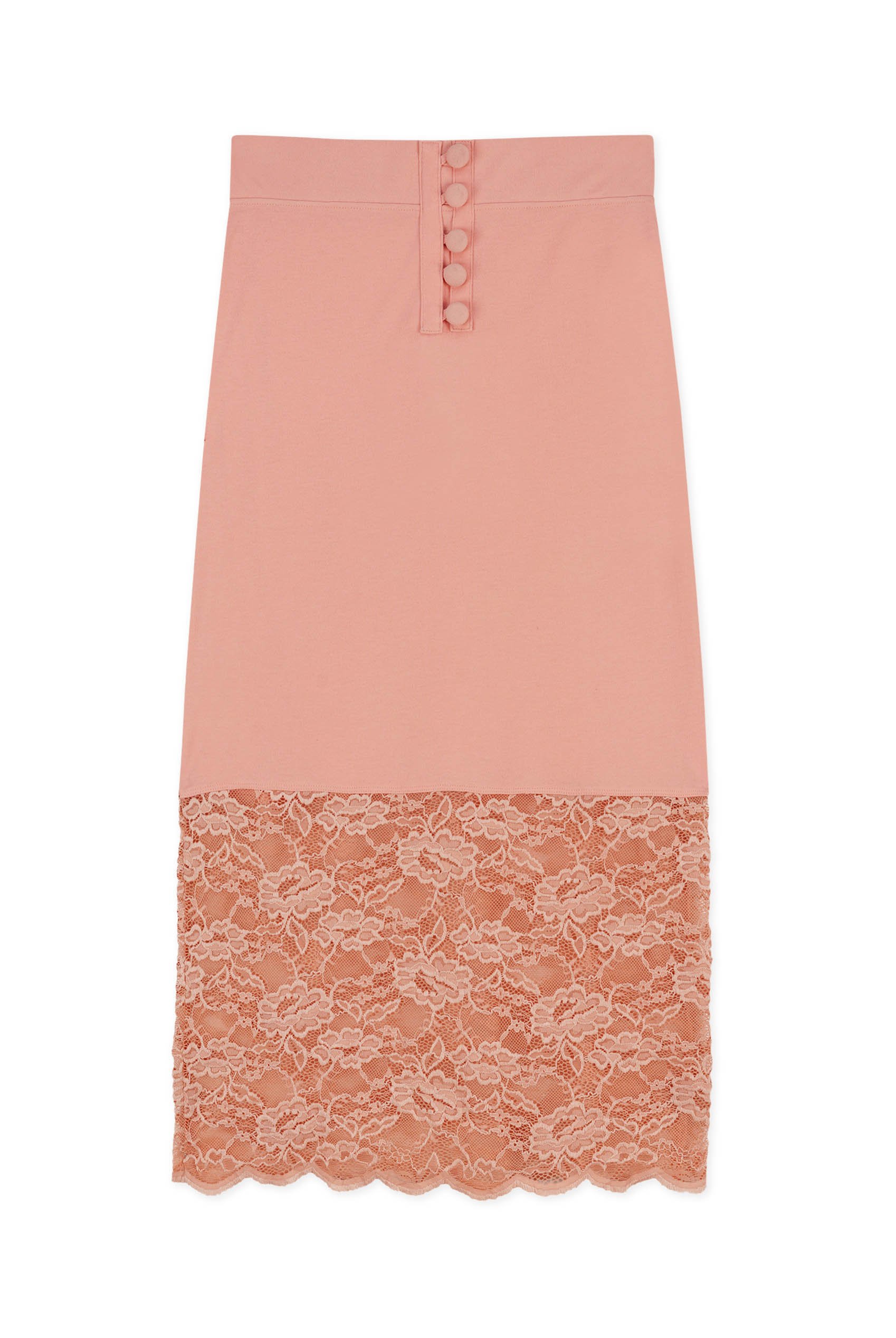 Lace Tiered Button Detail Midi Skirt