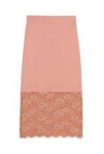 Lace Tiered Button Detail Midi Skirt