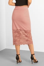 Lace Tiered Button Detail Midi Skirt