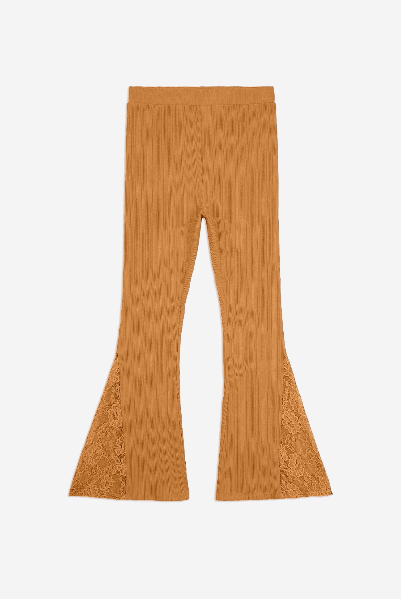 High Waisted Lace Insert Flare Leggings