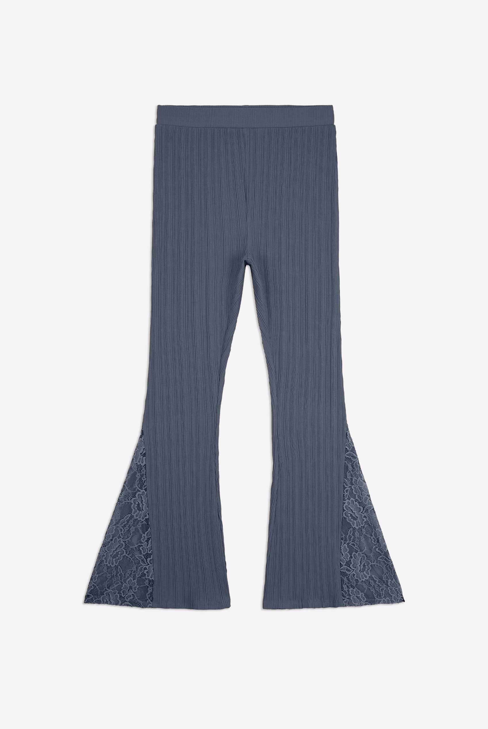 High Waisted Lace Insert Flare Leggings