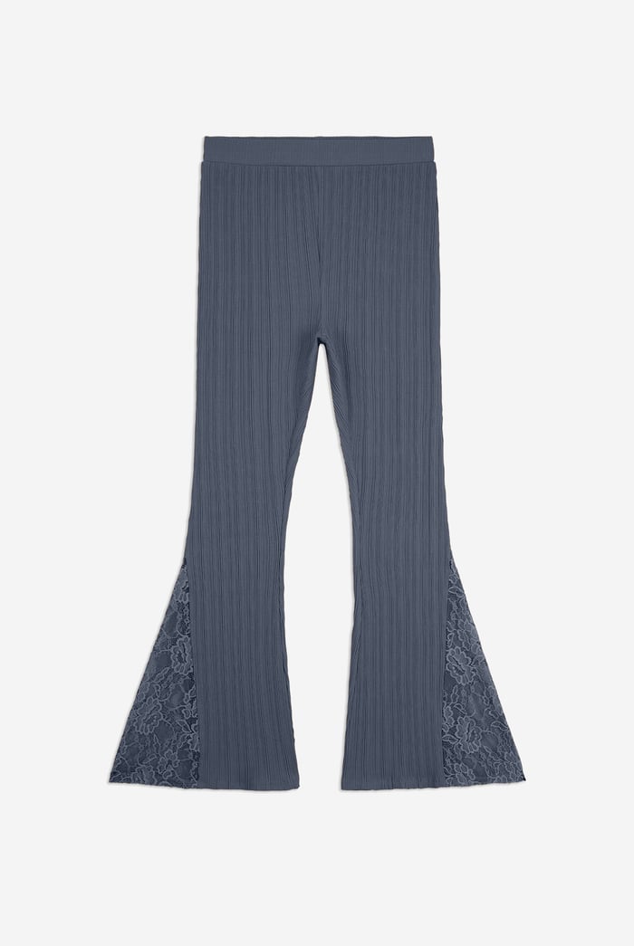 High Waisted Lace Insert Flare Leggings