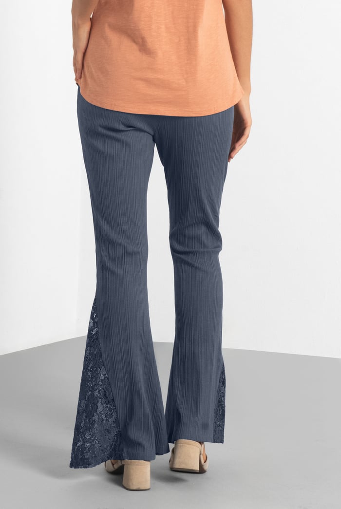 High Waisted Lace Insert Flare Leggings