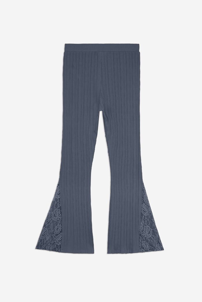 High Waisted Lace Insert Flare Leggings