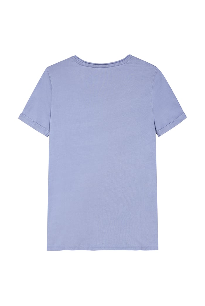 Indigo Washed Embroidered V-Neck T-shirt