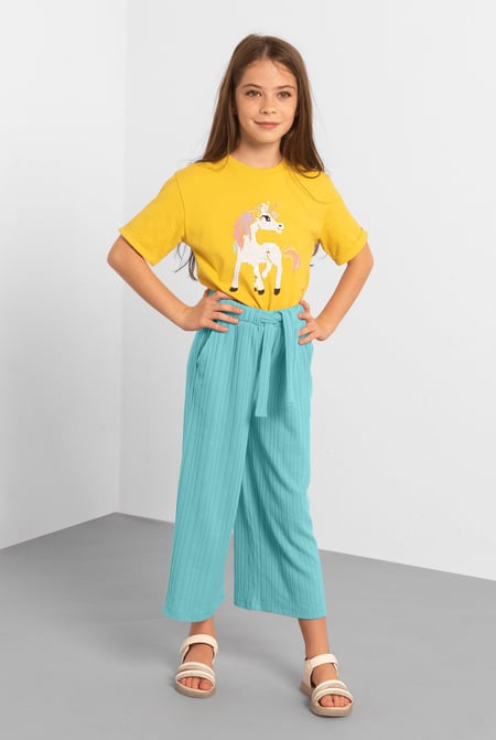 Blue Flared Textured Rib Trouser (2/3yrs - 8/9yrs)