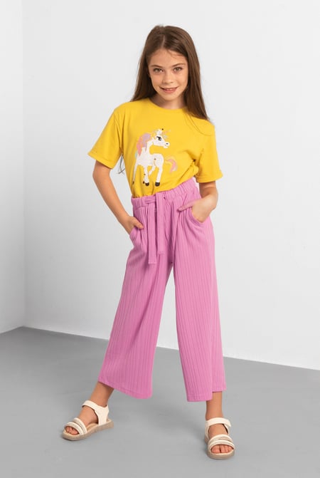 Blue Flared Textured Rib Trouser (2/3yrs - 8/9yrs)