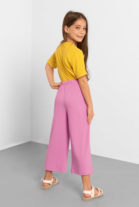 Pink Flared Textured Rib Trouser (2/3yrs - 8/9yrs)