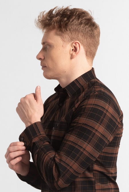 Mens Orange Front Yoke LS Oxford Shirt