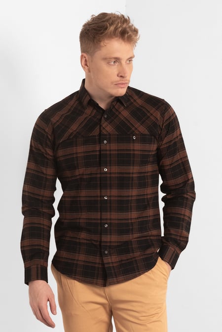 Mens Orange Front Yoke LS Oxford Shirt