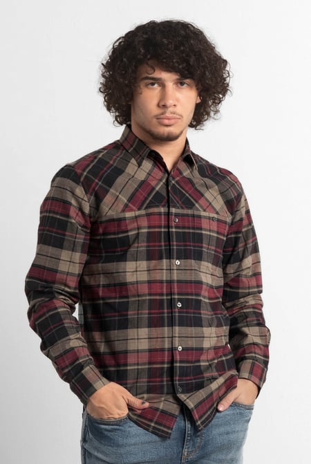Mens Orange Front Yoke LS Oxford Shirt