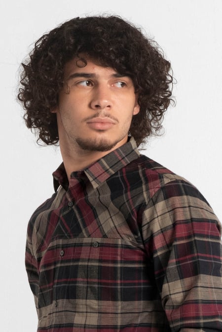 Mens Red Front Yoke LS Oxford Shirt