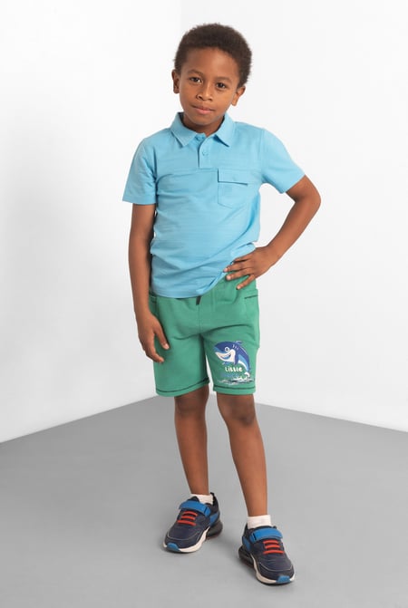 Sky Little Sharks Printed Shorts (6yrs-11yrs)