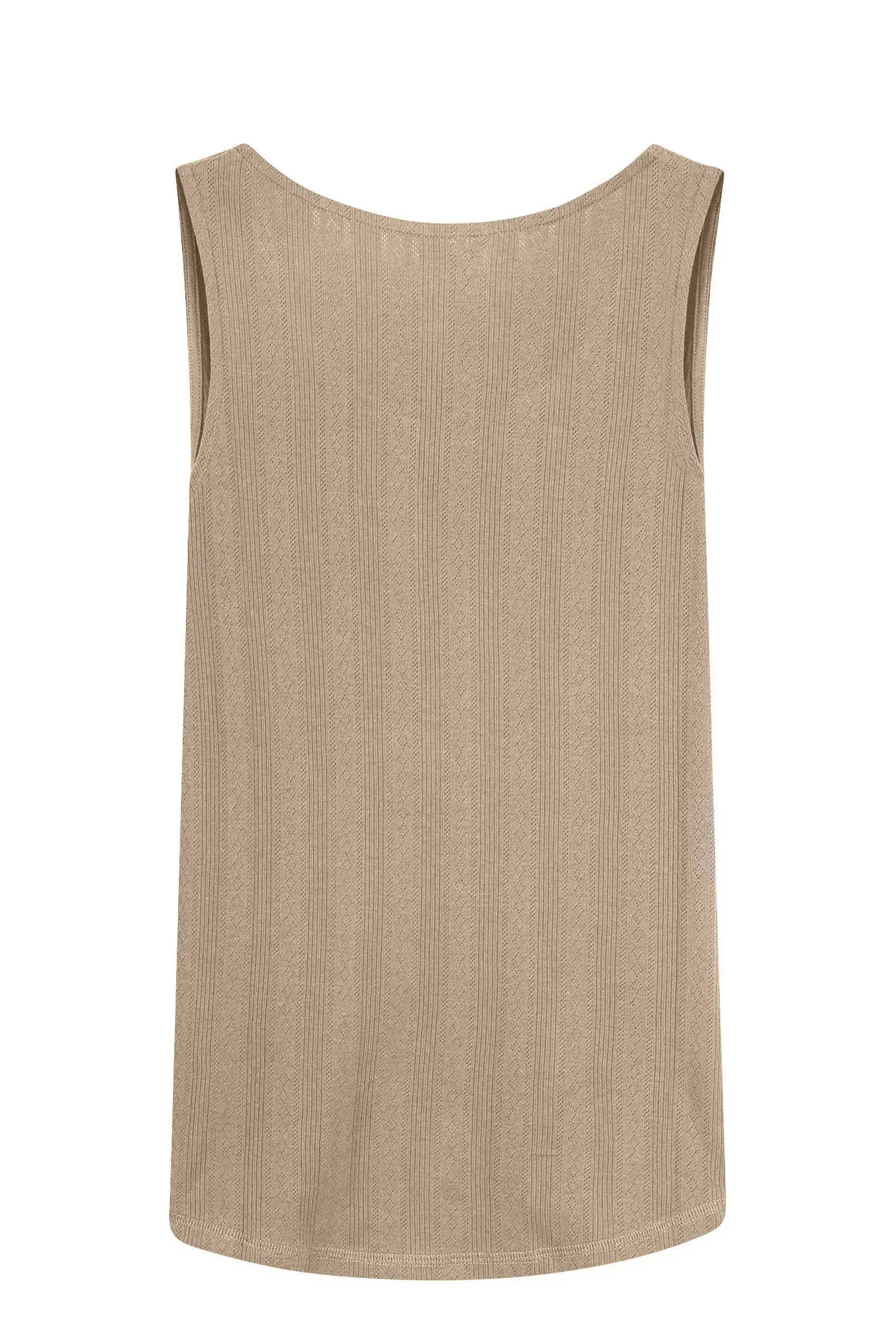 Textured Sleeveless V-neck Tank Top