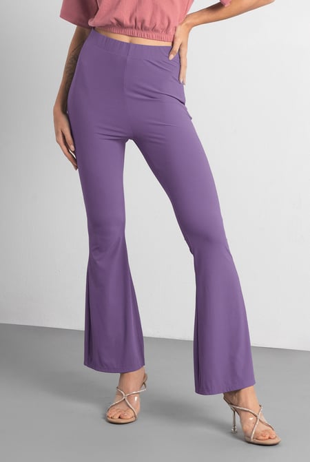Women's Blue Supper Stretch Zip Details Flare Leggings