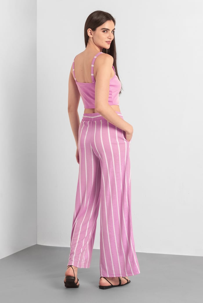 Striped Flare pant with Strappy Top Set