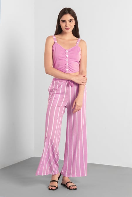 Striped Flare pant with Strappy Top Set