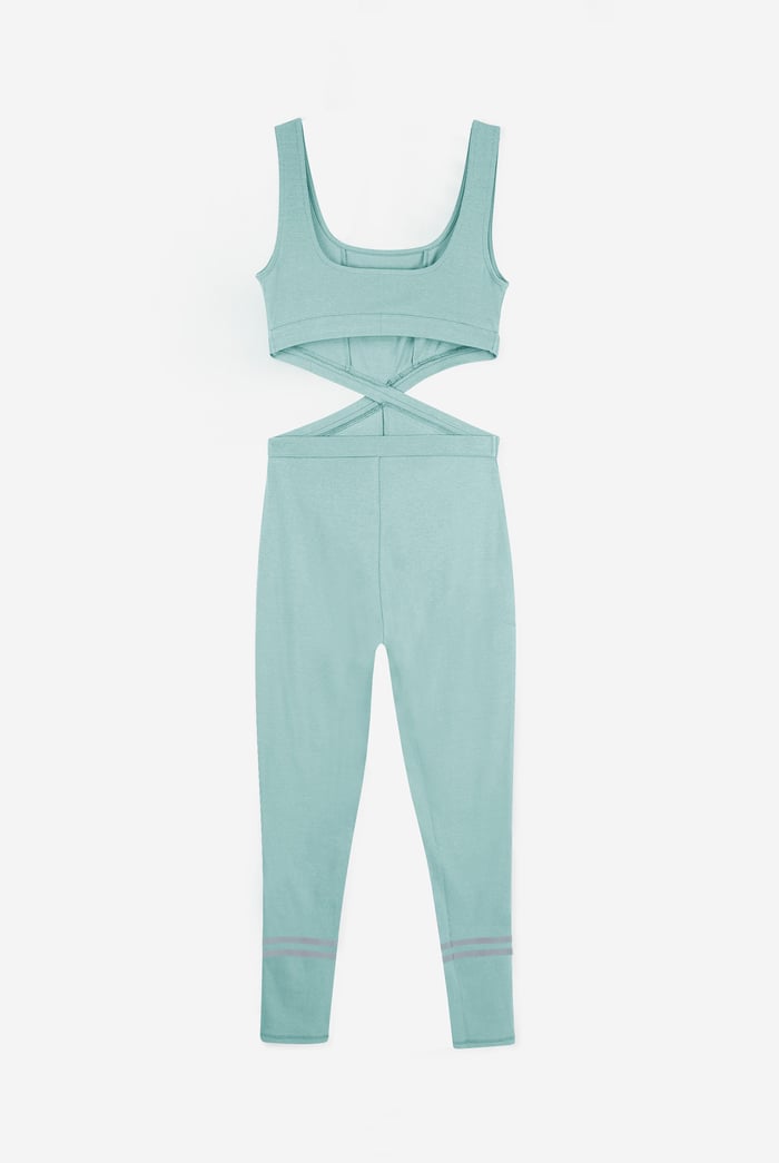 Reflective Print Bodycon Active Jumpsuit