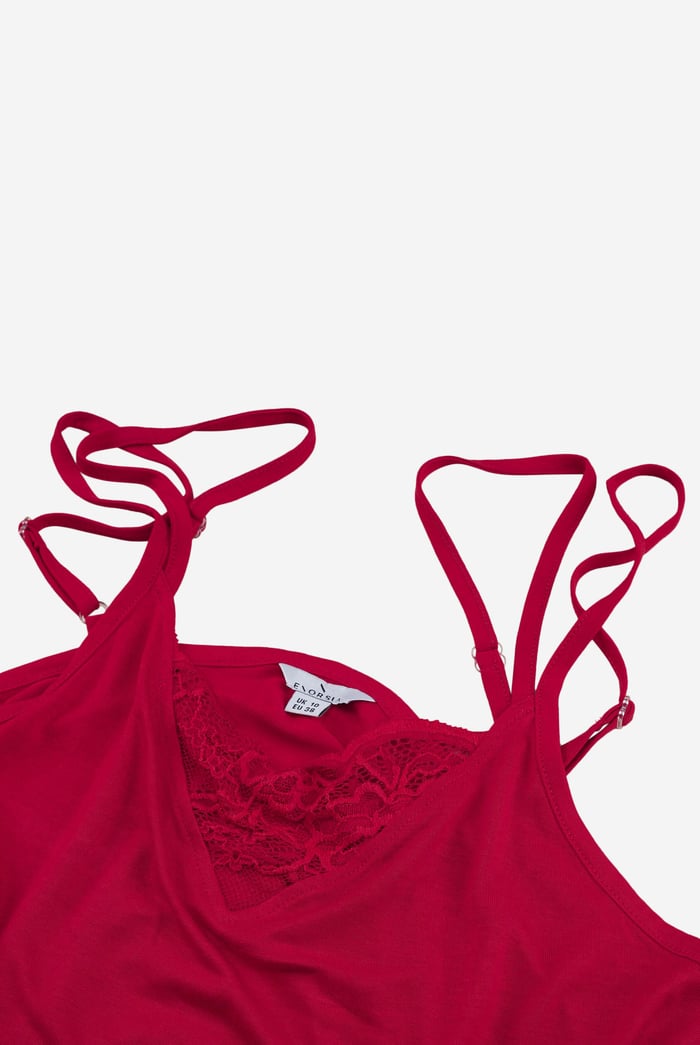 Shoulder Straps Lace Up Cami Set