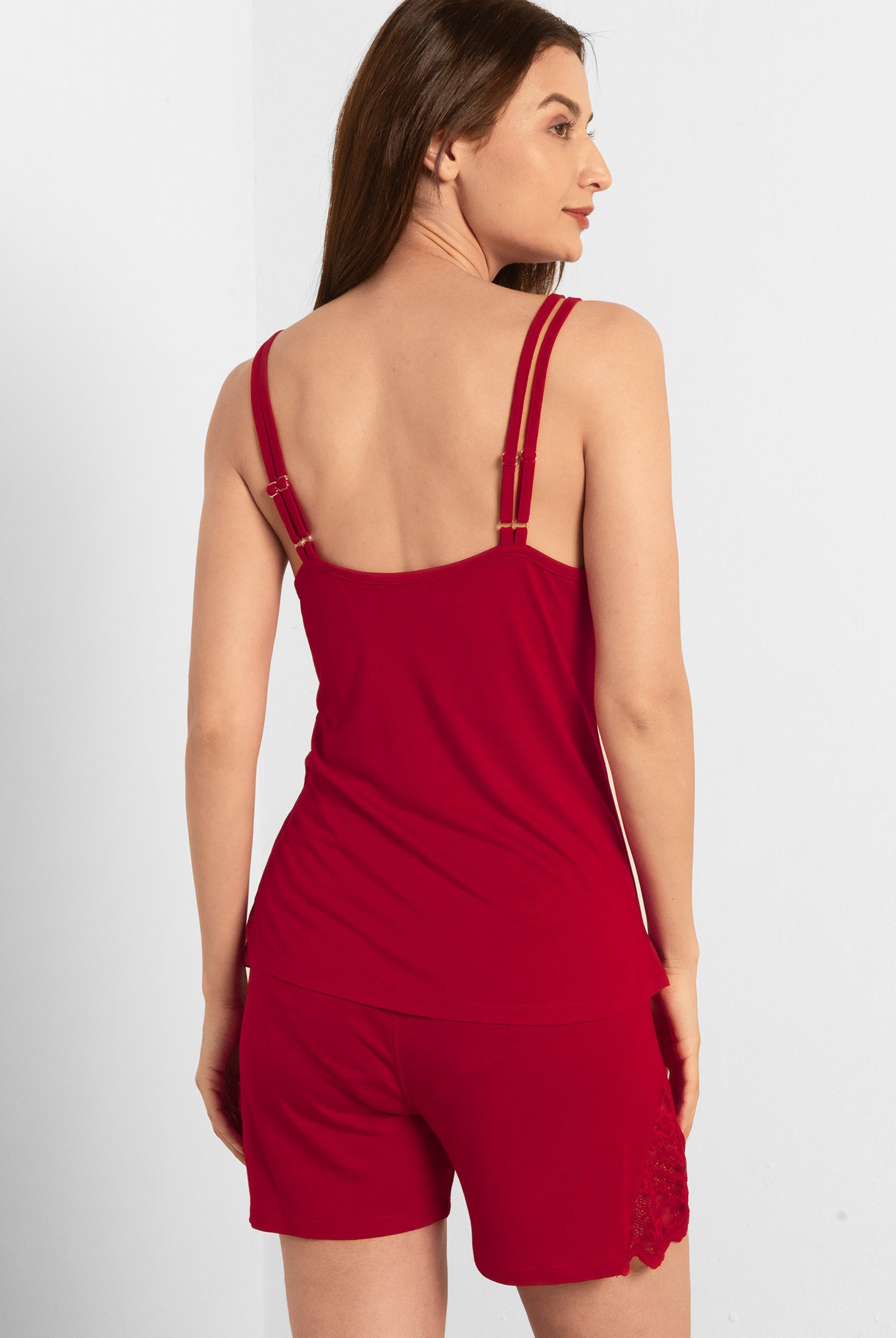 Shoulder Straps Lace Up Cami Set