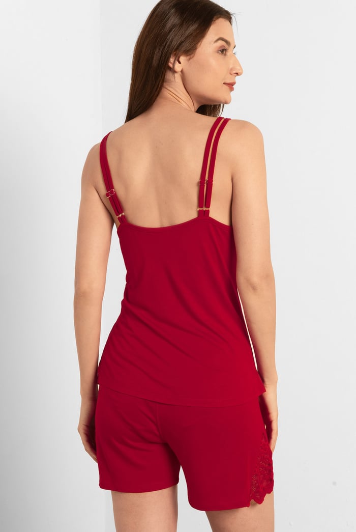 Shoulder Straps Lace Up Cami Set