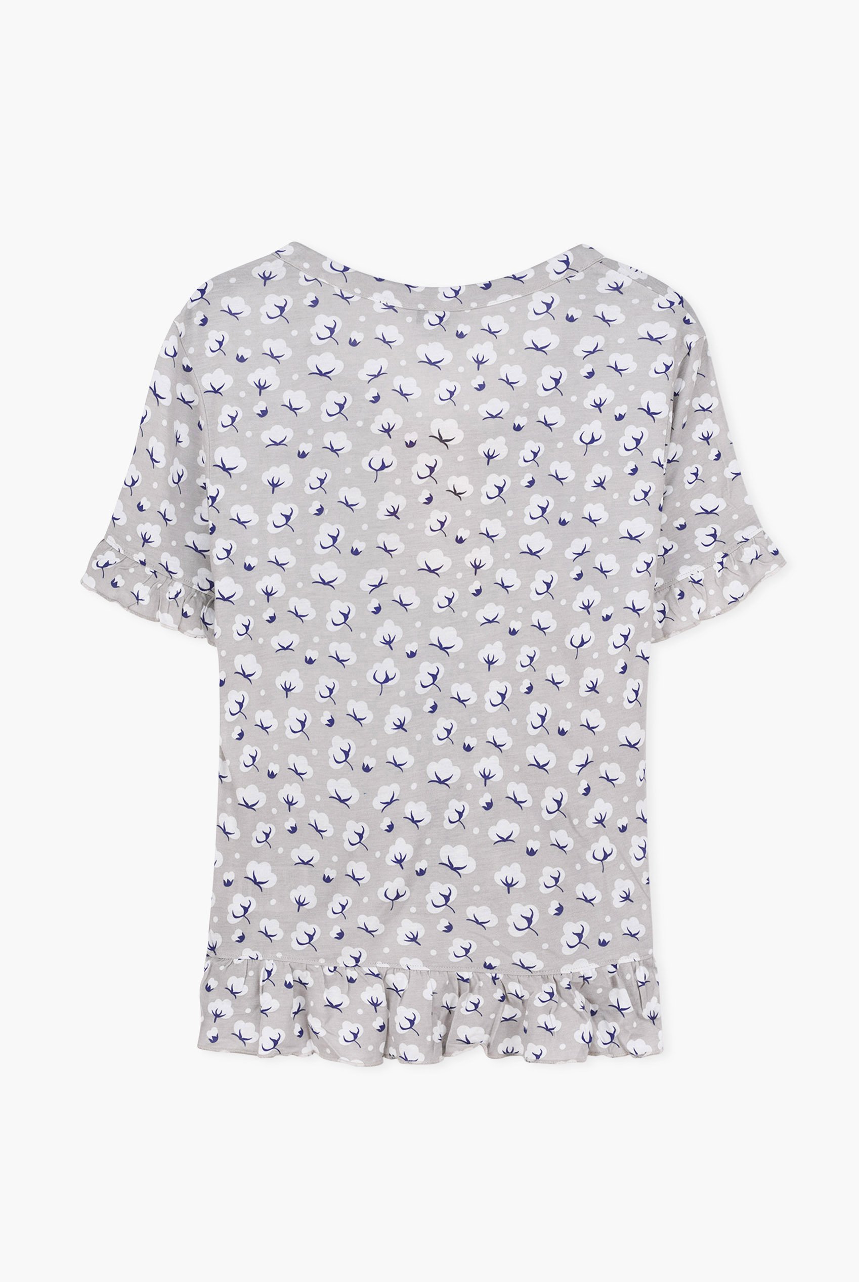 Short Ruffle Sleeve Cotton Printed Pyjamas Set