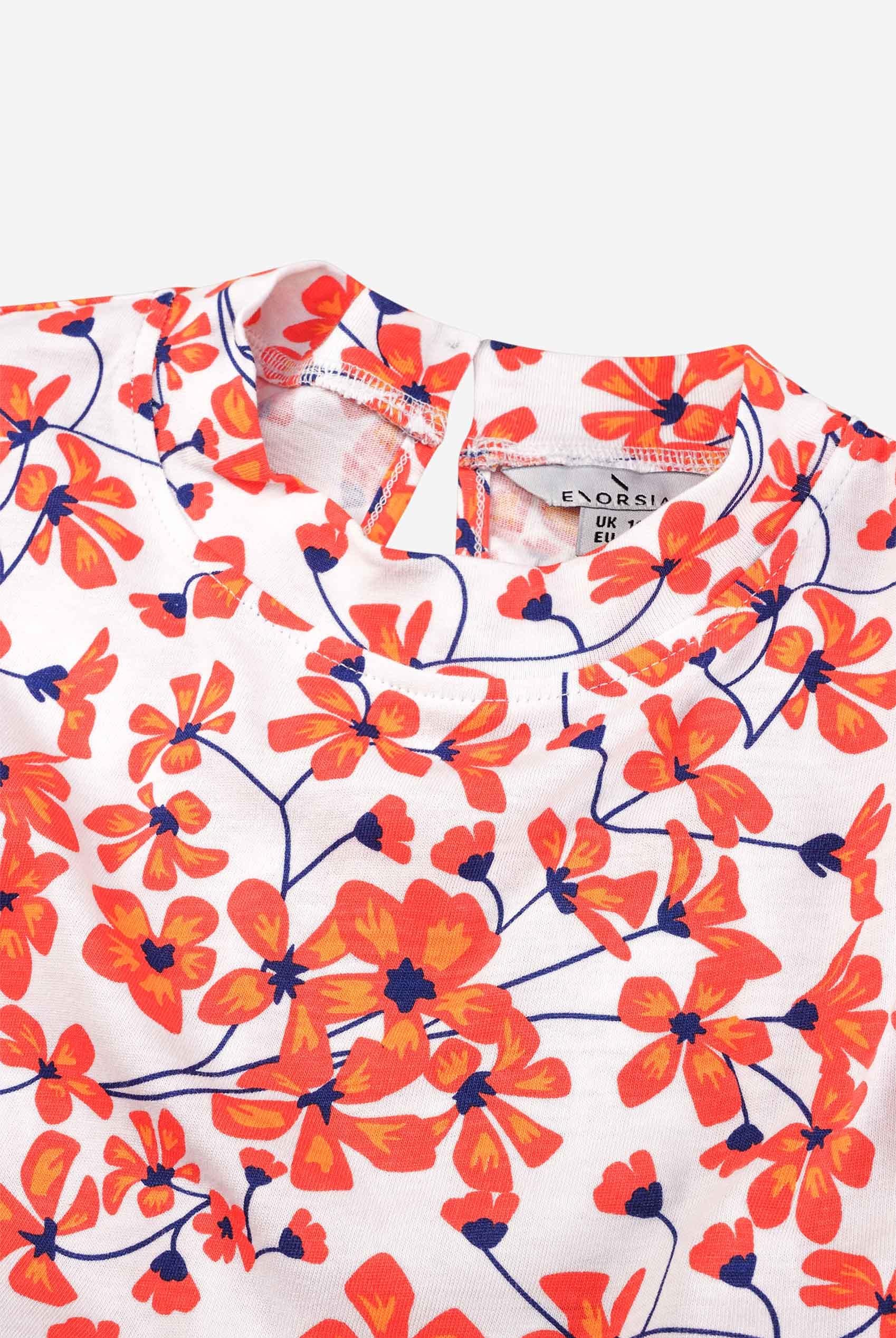 Floral Printed Smocked Hem Frill Top