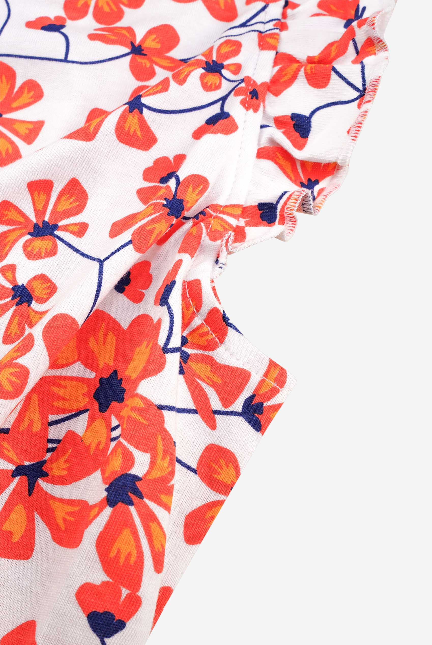Floral Printed Smocked Hem Frill Top