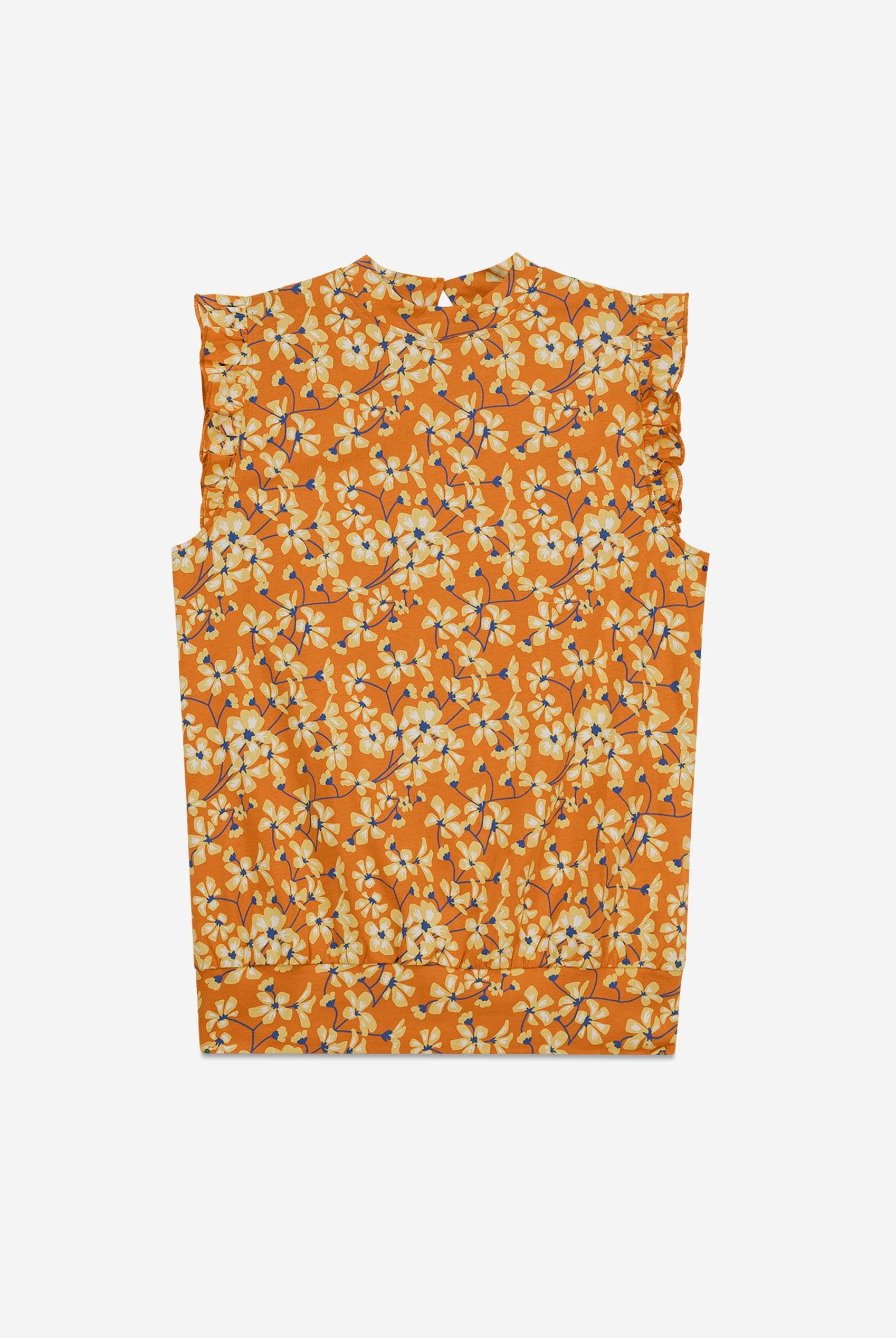 Floral Printed Smocked Hem Frill Top