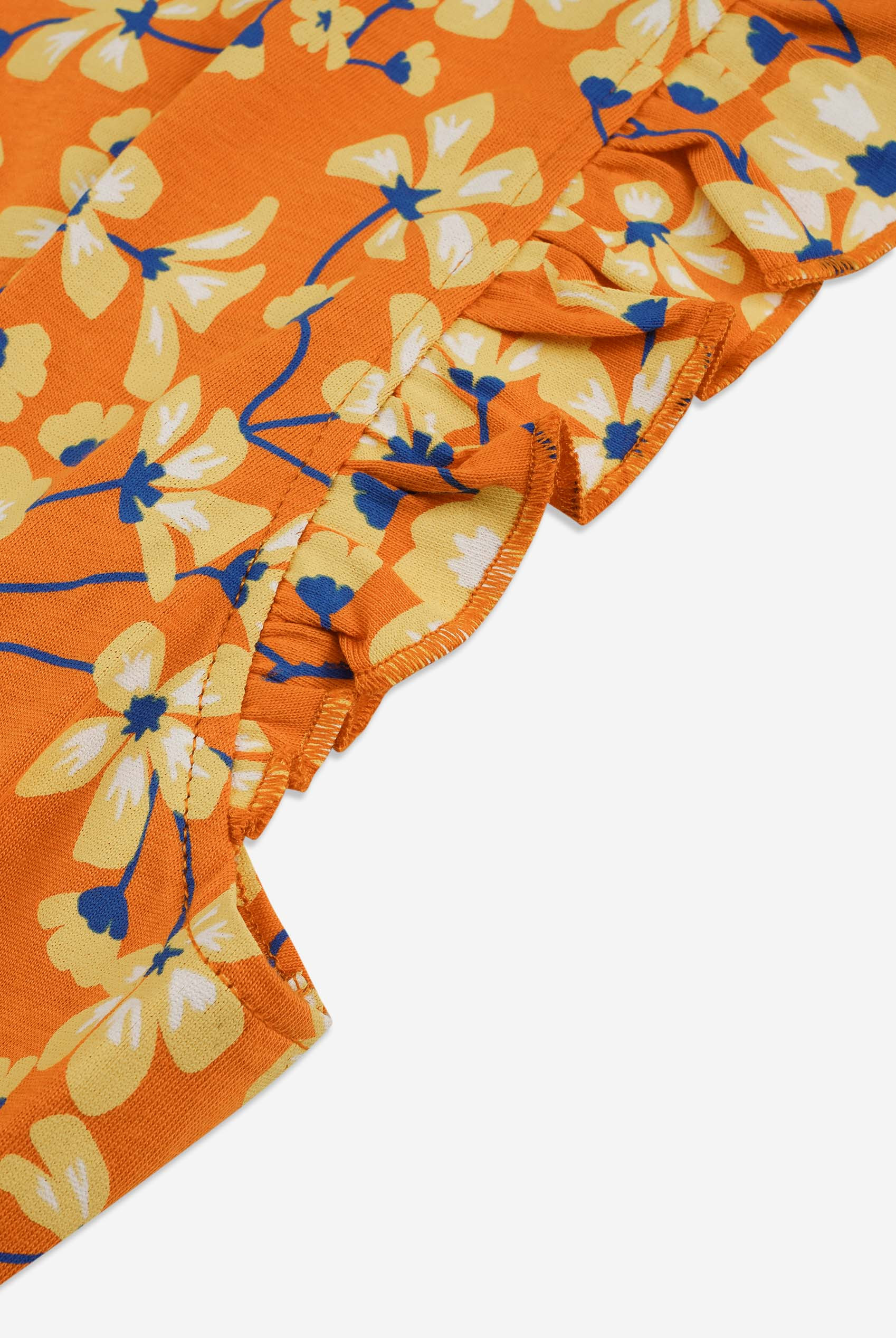 Floral Printed Smocked Hem Frill Top