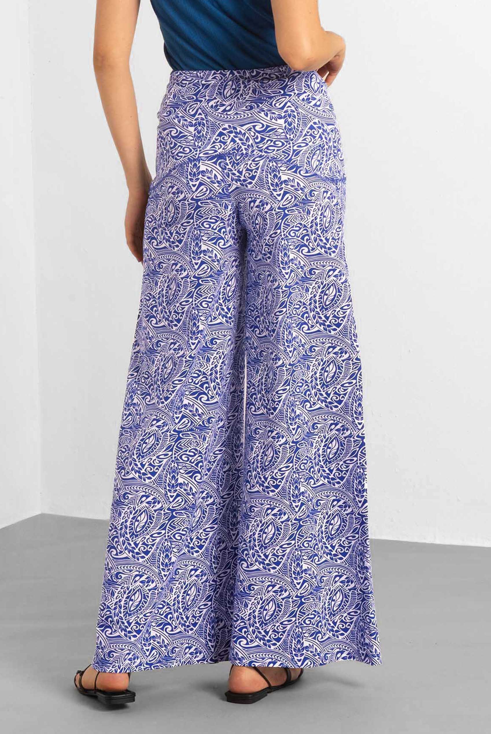 Womens Paisley Printed Wide Leg Trouser