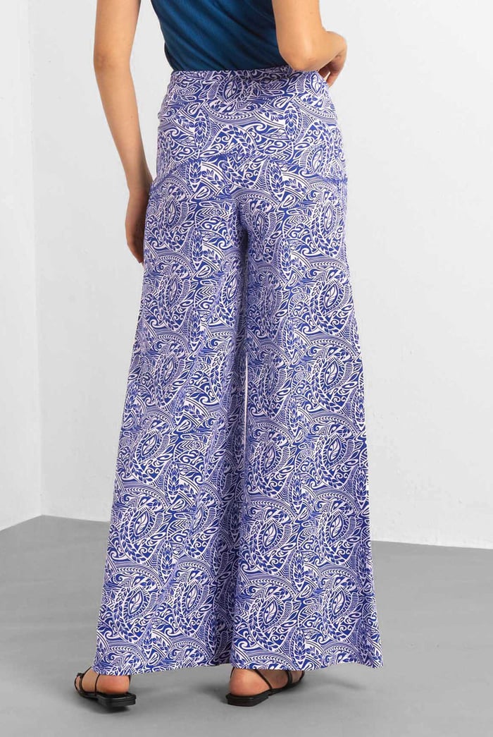 Womens Paisley Printed Wide Leg Trouser