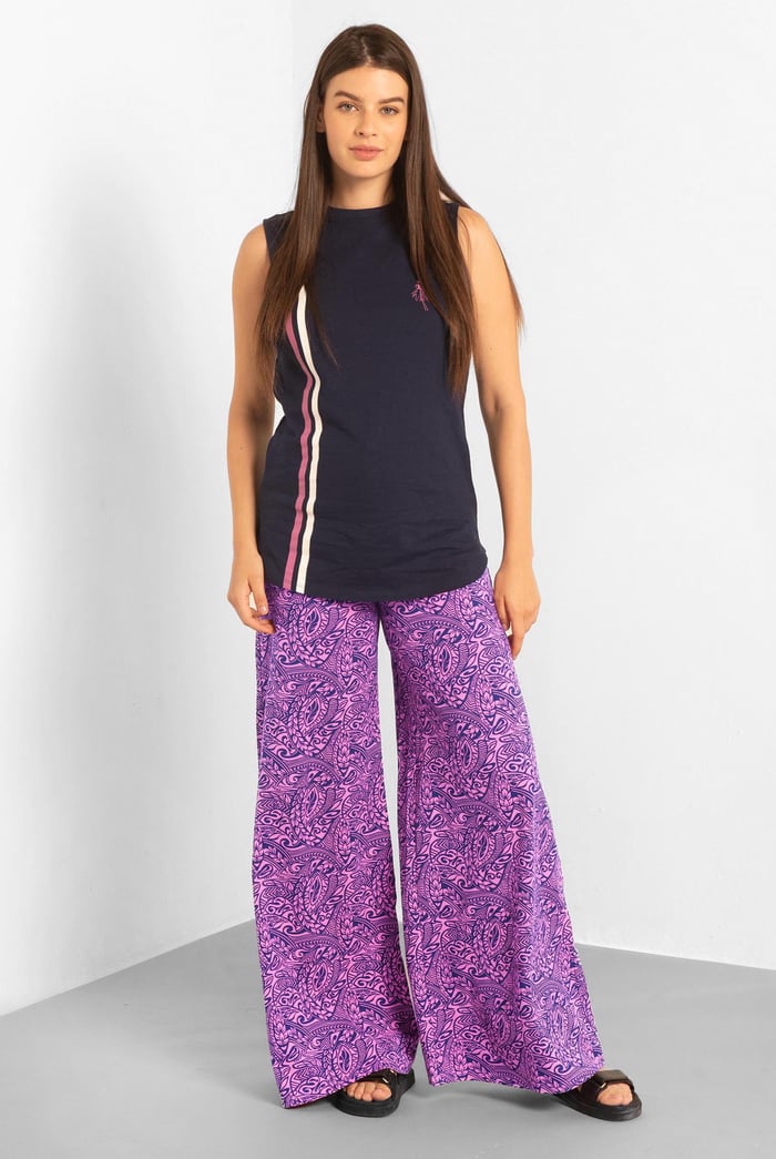 Womens Paisley Printed Wide Leg Trouser