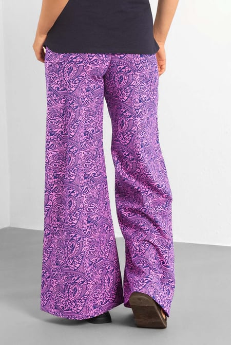 Womens Pink Paisley Printed Wide Leg Trouser