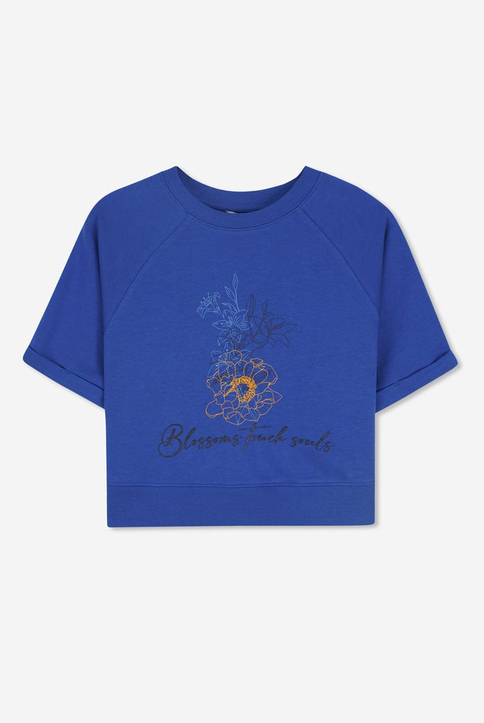 Womens Blossom Print Cropped Sweatshirt