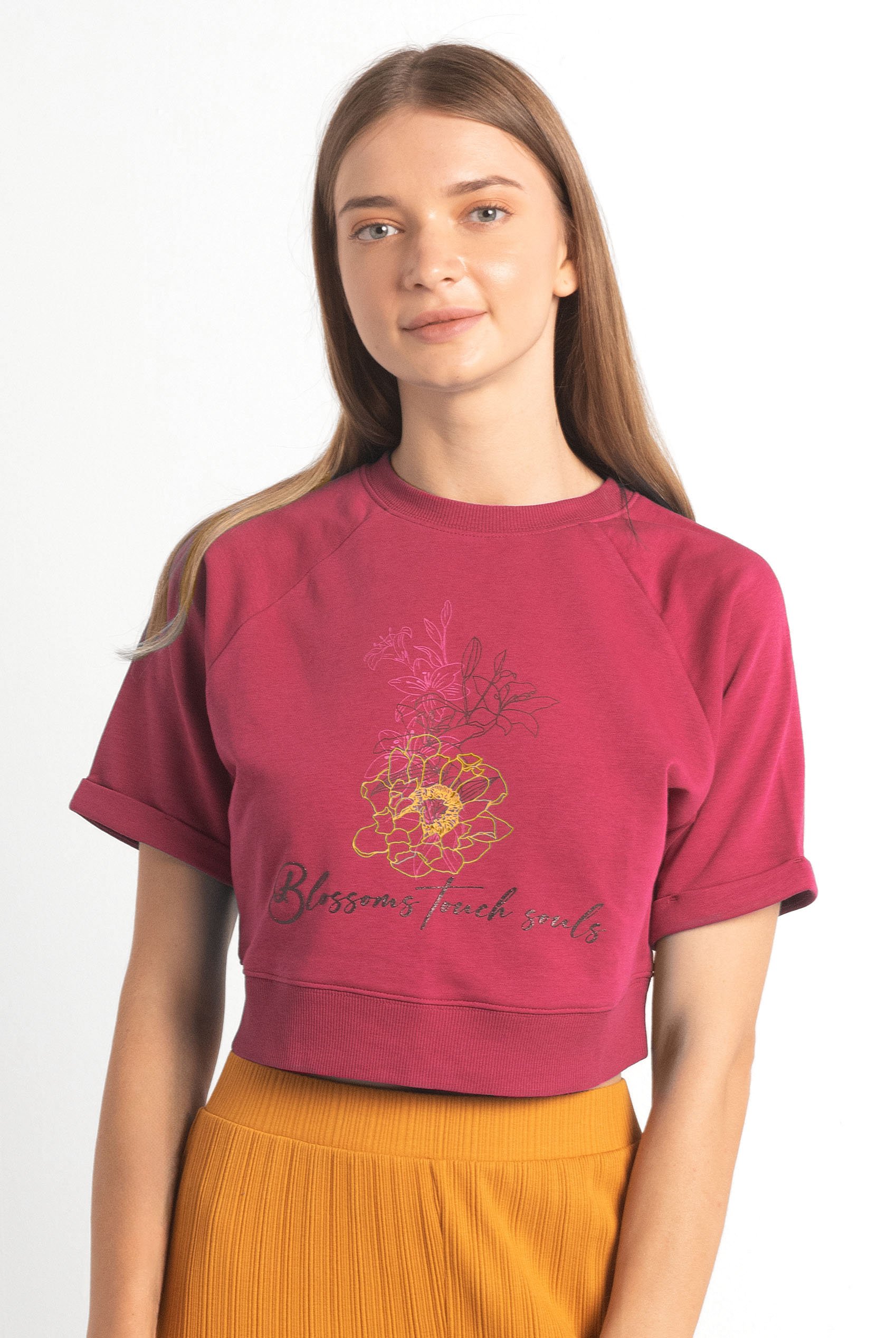 Womens Blossom Print Cropped Sweatshirt