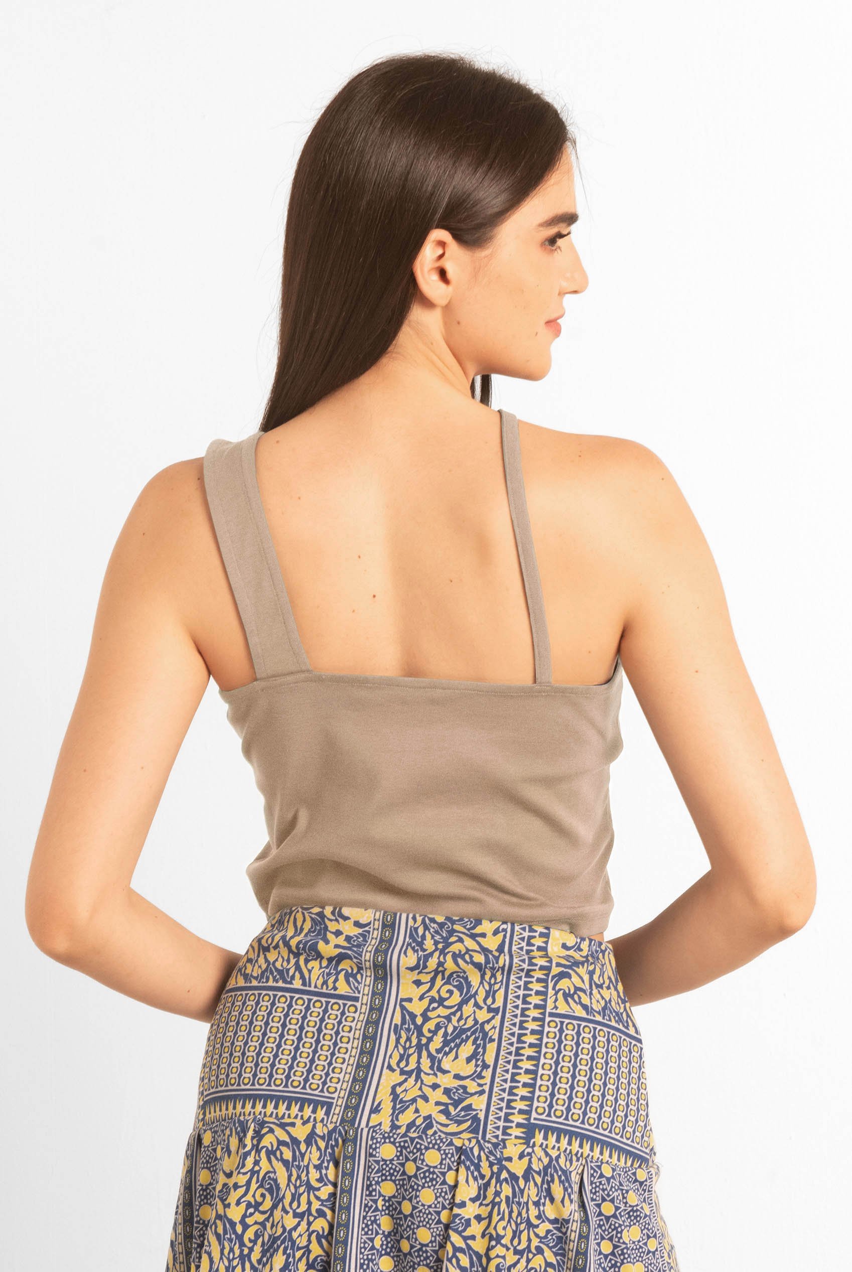 Solid ​Knitted Asymmetrical Tank Top
