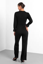 Women Long Sleeve Wrap Jumpsuit